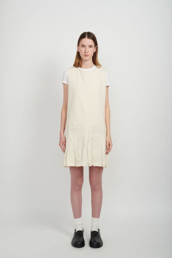 Ashley Rowe PLEATED DRESS - CREAM