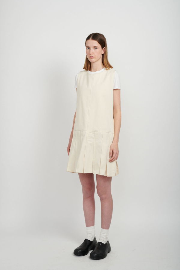 Ashley Rowe PLEATED DRESS - CREAM
