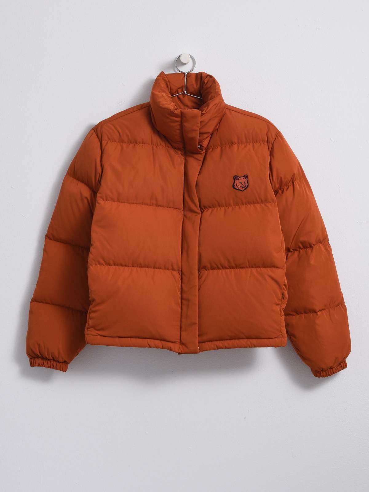Maison Kitsuné Nylon Tonal Fox Head Patch Cropped Puffer - Clay 