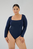 Saint Body Saint Body Squareneck Bodysuit - Navy Blue - Thumbnail 1