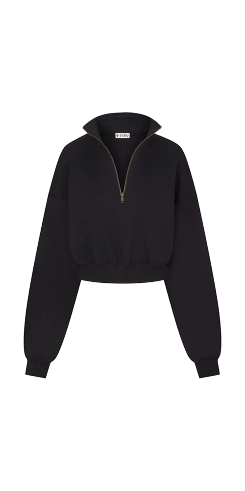 ÉTERNE Cropped Half-Zip Sweatshirt - Black | Garmentory
