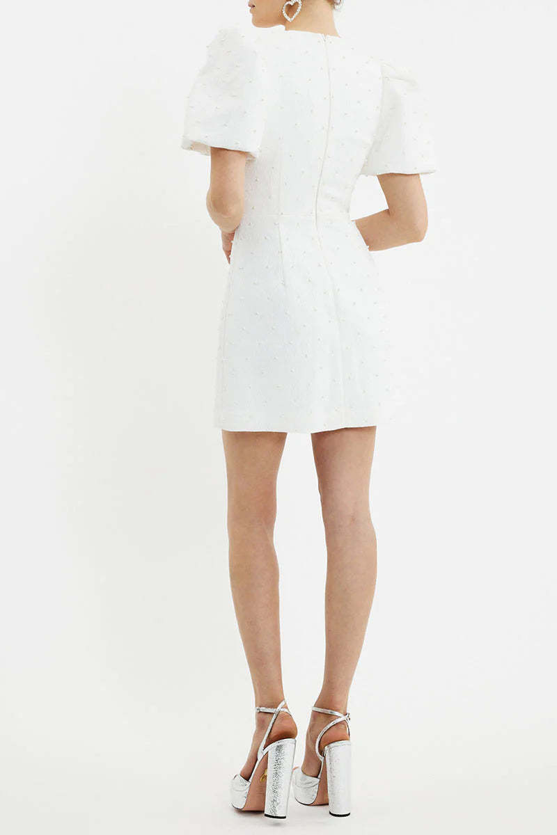 【REBECCA VALLANCE】BRIDAL OPHELIA MINI DRESS リボン ミニ Bridal Ophelia bow-detail minidress in white - Rebecca