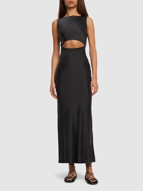 Cutout Soft Silk Blend Midi Dress | Garmentory Cutout Soft Silk Blend Midi Dress | Garmentory