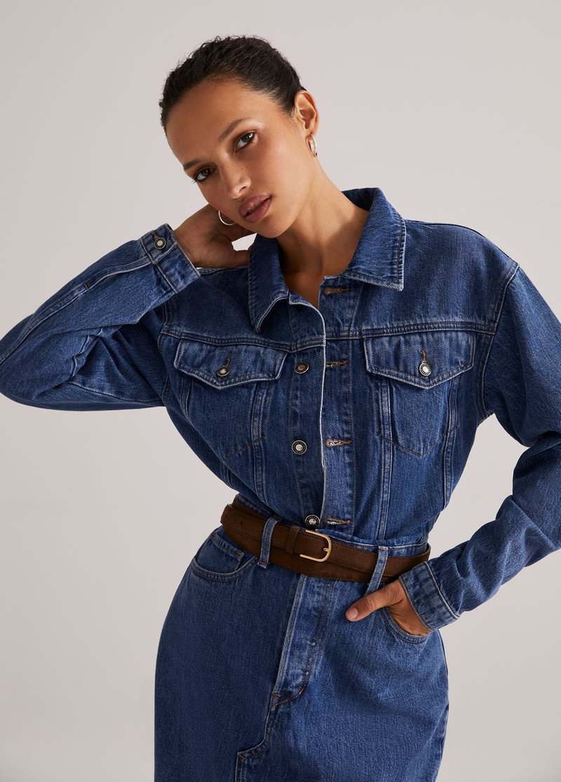 favorite daughter denim dress Favorite Daughter The Halter City Dress