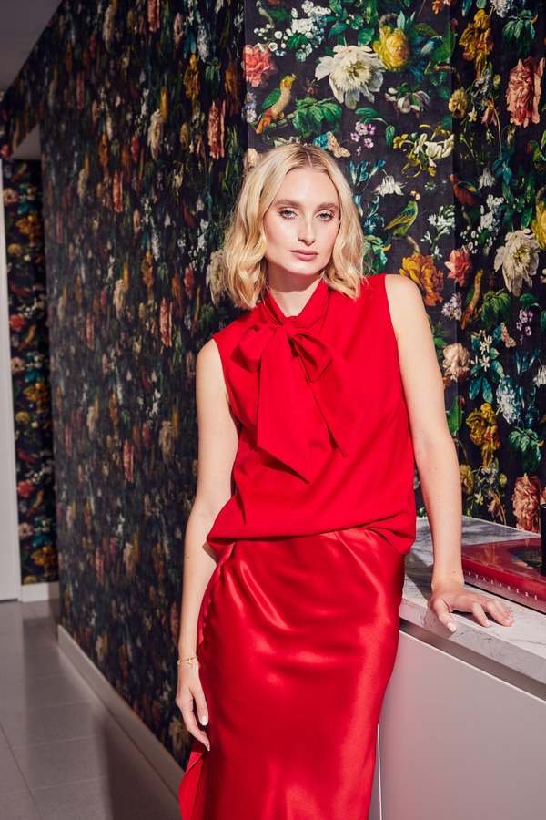 Lindsay Nicholas New York Bow Blouse - Classic Red