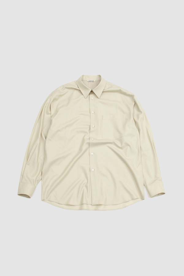 Auralee Super Light Wool Shirt - Light Khaki | Garmentory