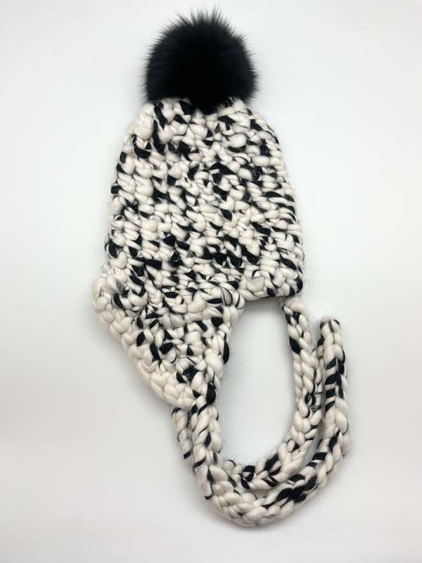 Mischa Lampert Nolita Hat White/Black Blend mischa lampert - white/black nolita + black xl pom | Garmentory main image 2