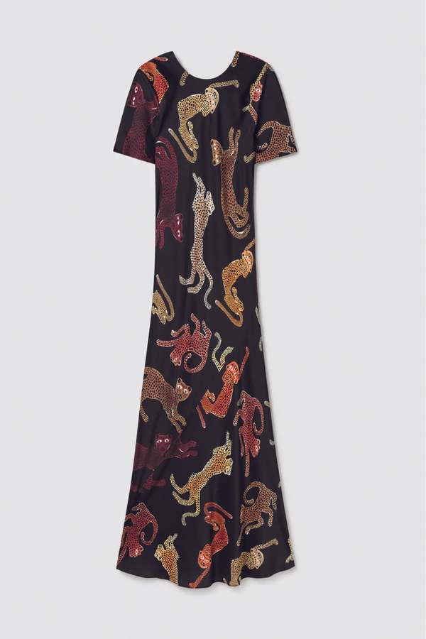 silk laundry jaguar dress Silk Laundry Short Sleeve Bias Dress