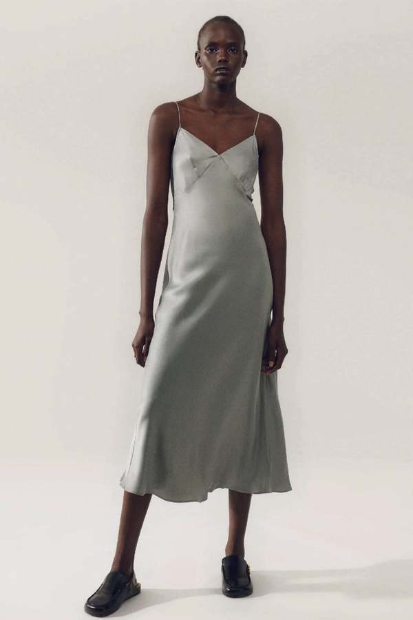 silk laundry deco slip dress Deco Ruched Dress The Harmonic