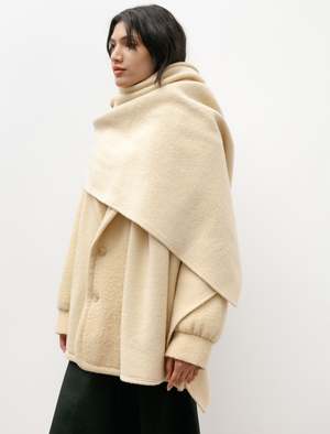 Auralee Brushed Alpaca Wool Melton Large Stole - Beige | Garmentory