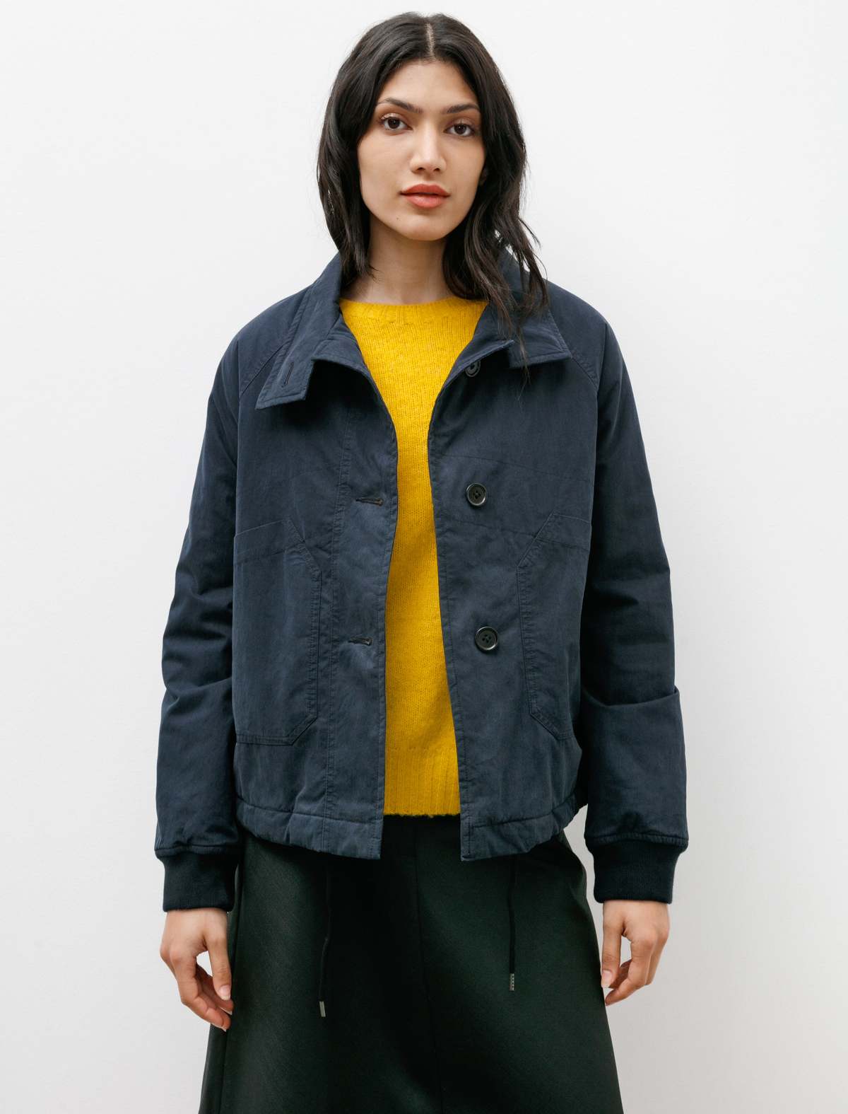 Margaret Howell Padded Worker Jacket Coated Cotton Nylon - Ink
