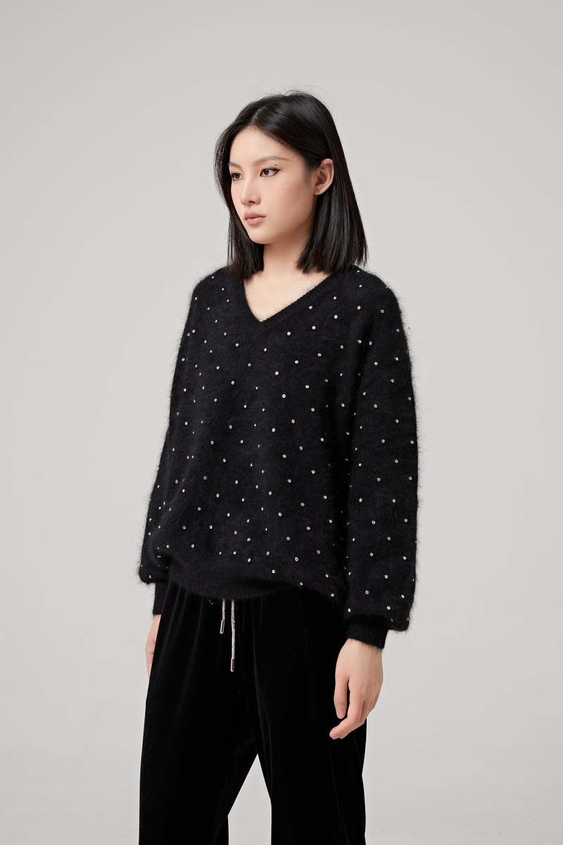 ALEXANDRE VAUTHIER Crystal Knit Top - Black ALEXANDRE VAUTHIER Crystal Knit Top - Black
