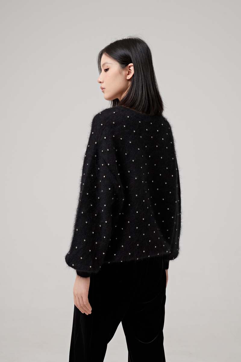 ALEXANDRE VAUTHIER Crystal Knit Top - Black ALEXANDRE VAUTHIER Crystal Knit Top - Black