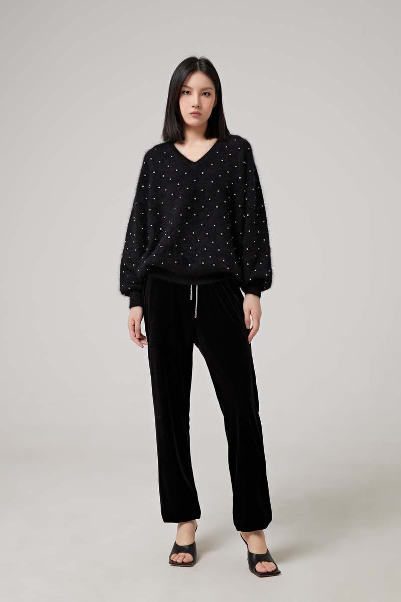 ALEXANDRE VAUTHIER Crystal Knit Top - Black ALEXANDRE VAUTHIER Crystal Knit Top - Black
