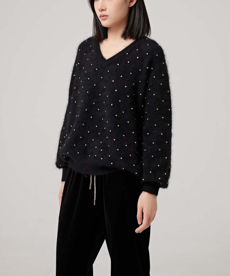ALEXANDRE VAUTHIER Crystal Knit Top - Black ALEXANDRE VAUTHIER Crystal Knit Top - Black