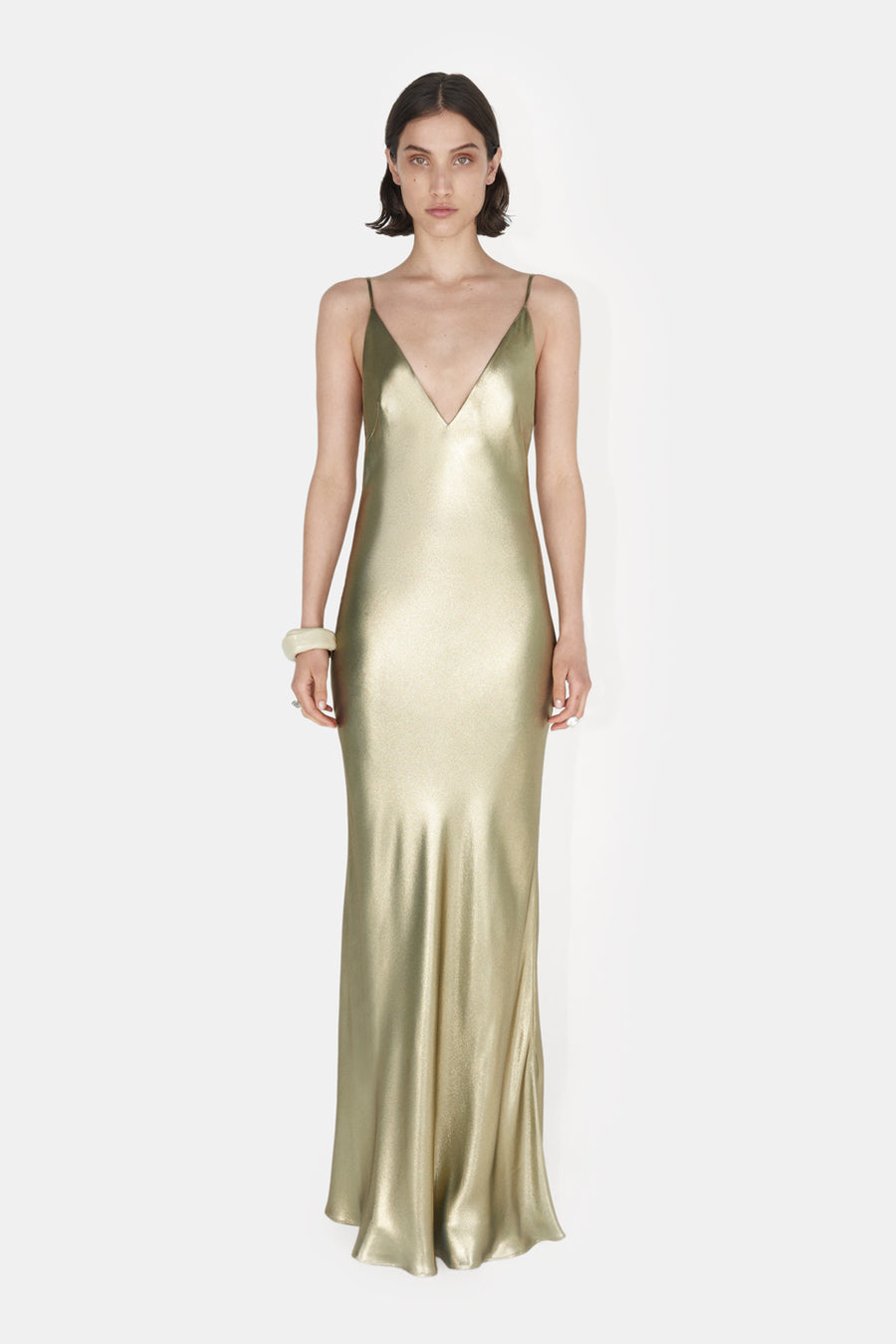 Galvan London | Galvanized Silk Slip Dress | Gold | Size 36