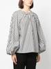 Carolina Herrera L/S Crewneck Top with Oversized Raglan Sleeve - White/Black - Thumbnail 1