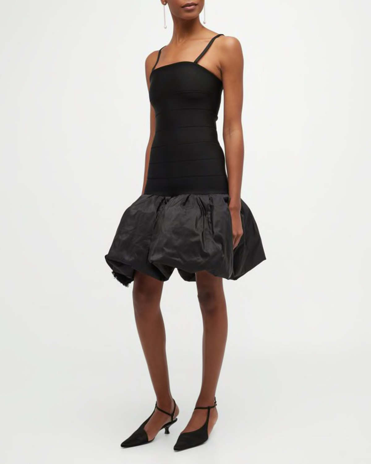 SPAG STRAP BANDED DROP WAIST BUBBLE HEM DRESS | Garmentory
