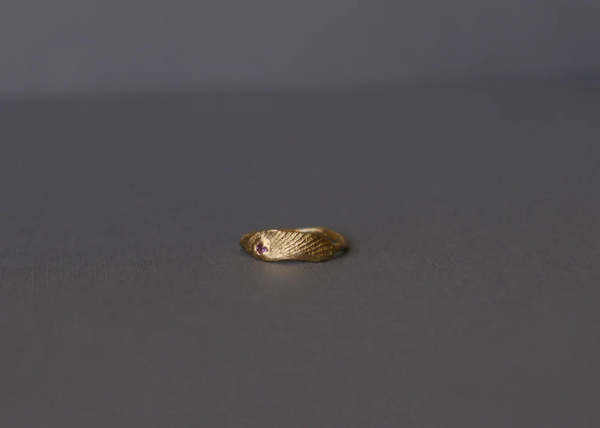 Shell Embedded Rings StudioMari Seashell Fragment with Embedded Pink Sapphire Ring - 14Kt ...