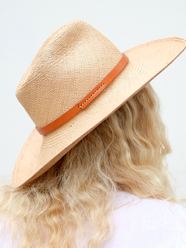 Brookes Boswell Wakefield in Panama Straw with Sara Barner Leather Trim Brookes Boswell Wakefield in Panama Straw with Sara Barner Leather Trim