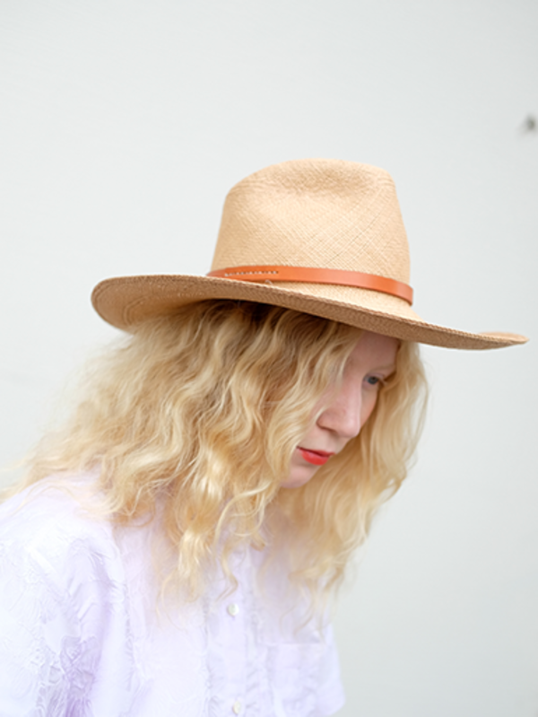 Brookes Boswell Wakefield in Panama Straw with Sara Barner Leather Trim Brookes Boswell Wakefield in Panama Straw with Sara Barner Leather Trim