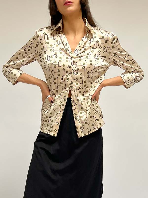 Vintage Banshee Modern Shapes Silk Blouse - Cream | Garmentory