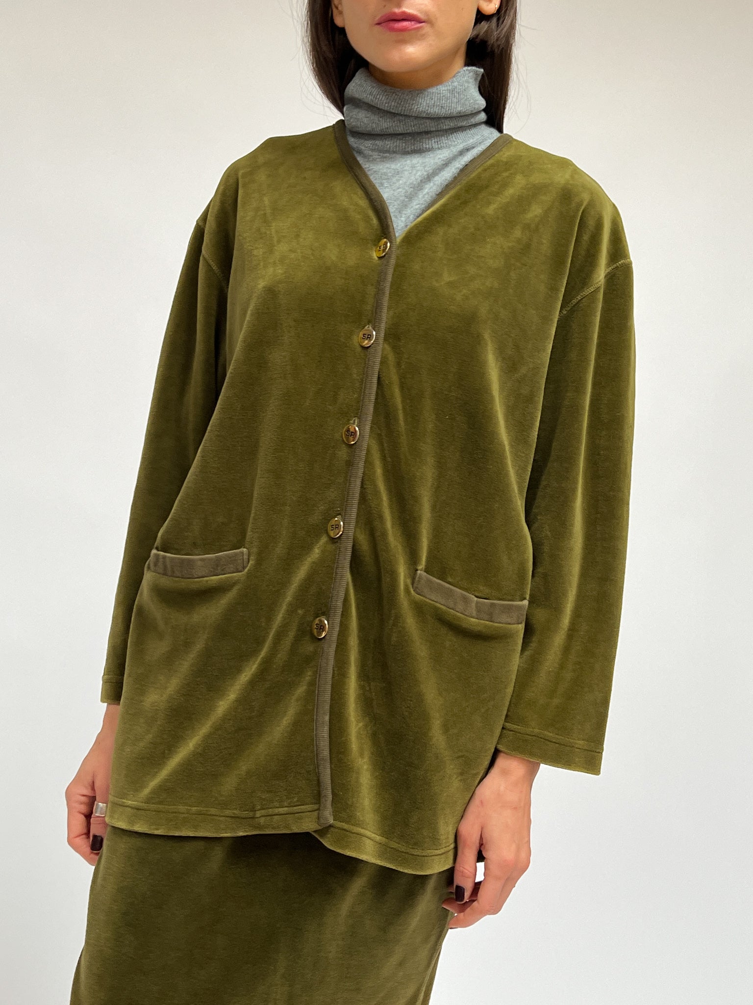 Vintage Sonia Rykiel Velour Top - Olive | Garmentory
