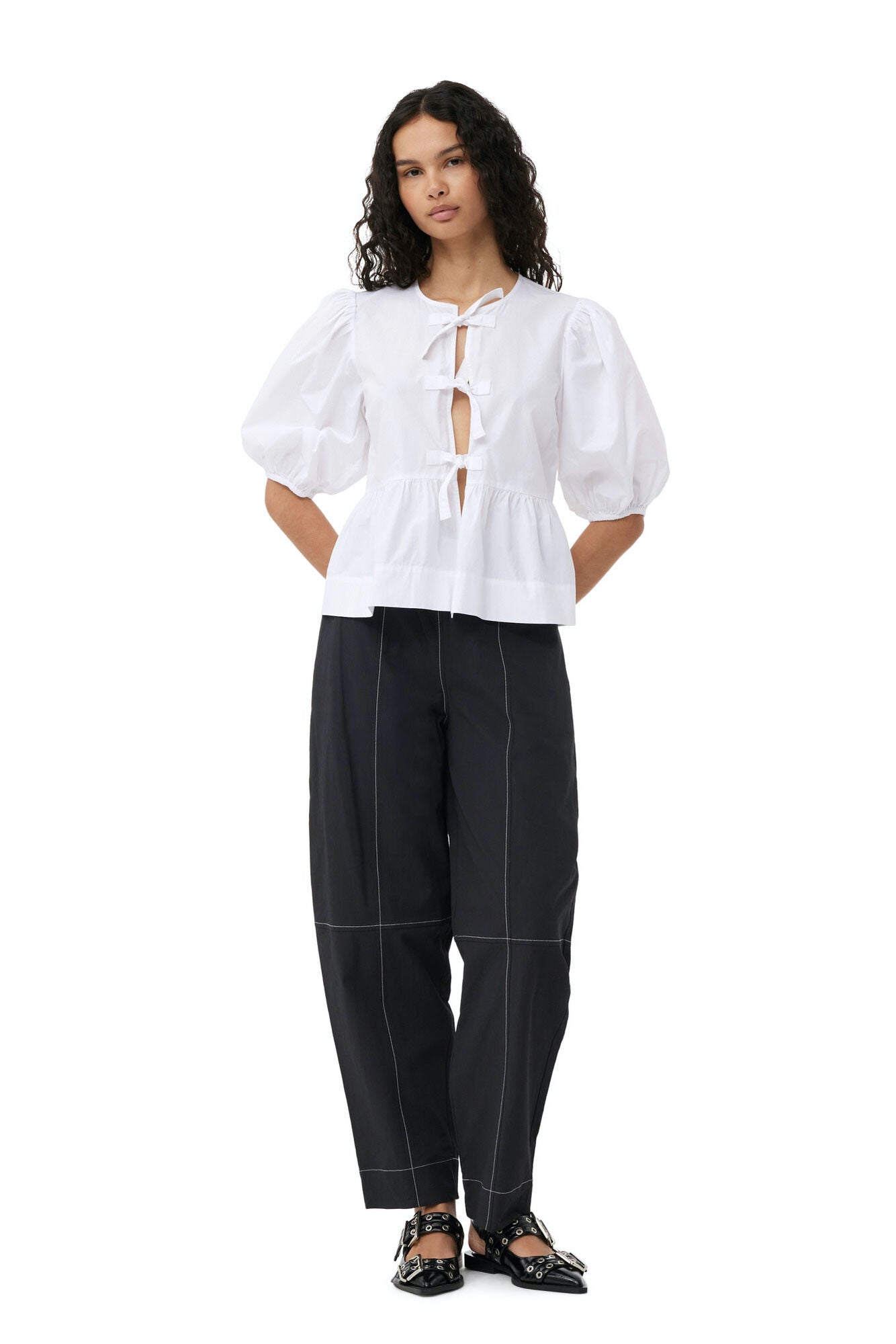Ganni Elasticated Curve Pants - Black | Garmentory