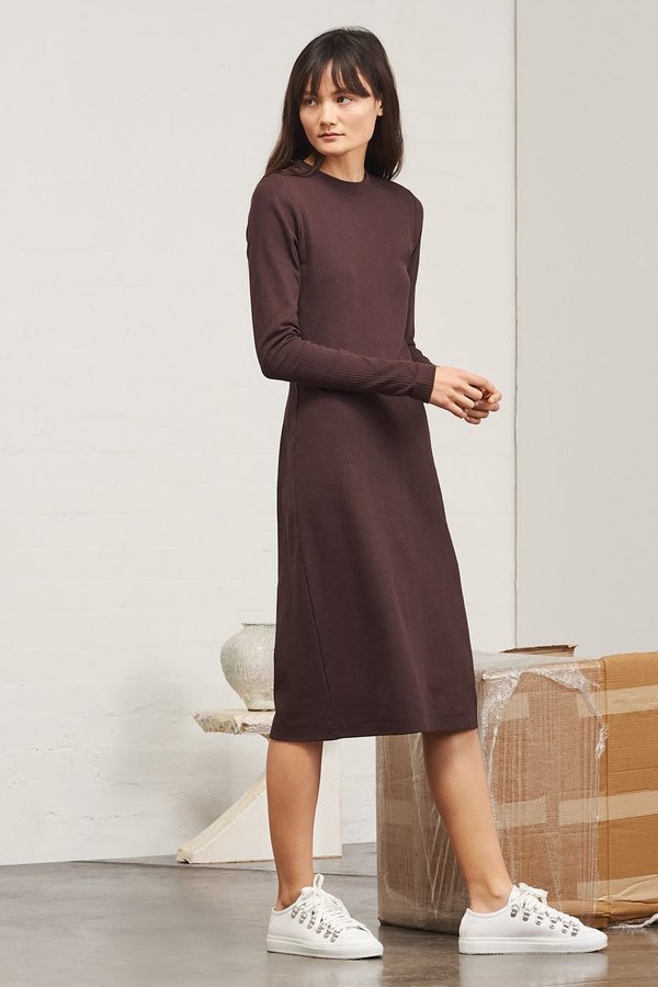 Kowtow Building Block Ladder Rib Long Sleeve Dress Kowtow Building Block Ladder Rib Long Sleeve Dress
