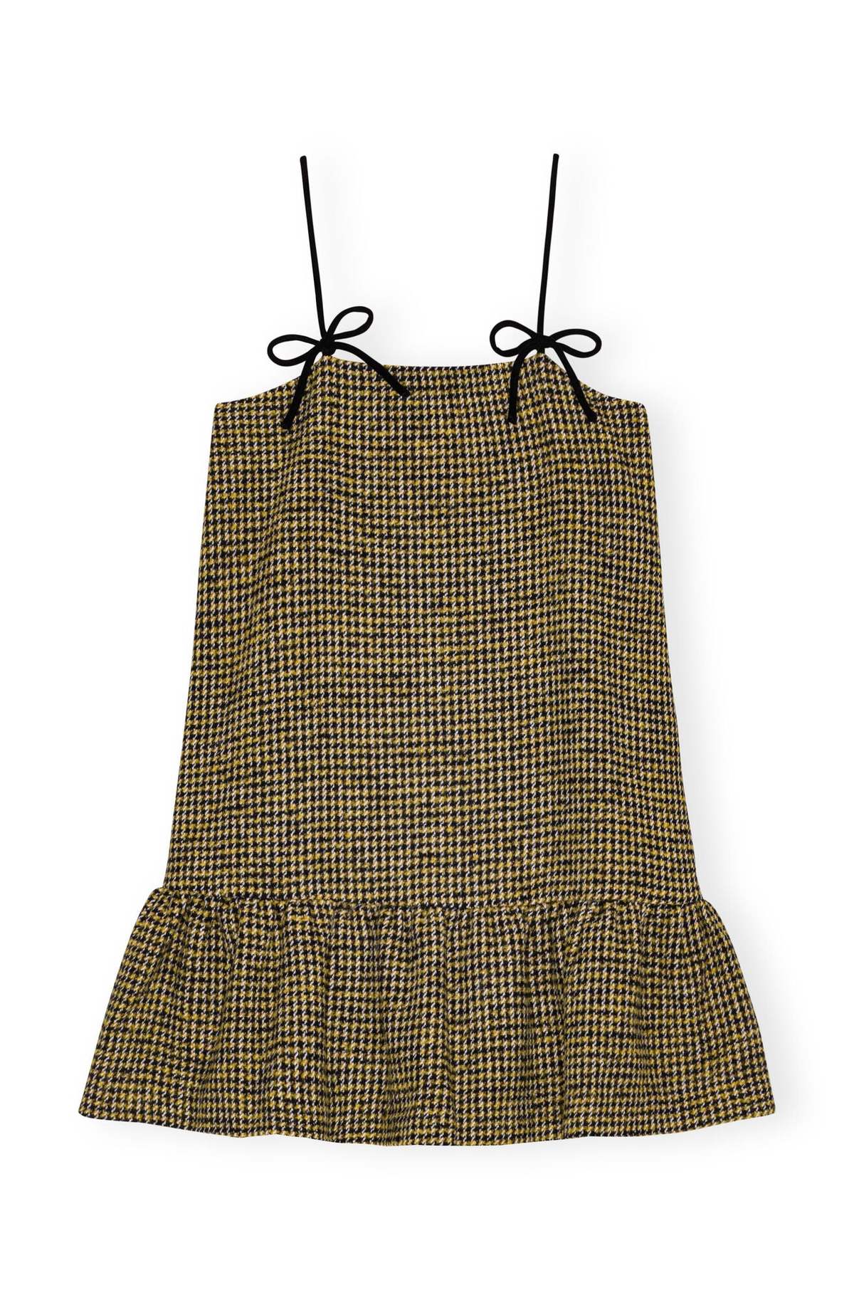 Ganni Woollen Check Mini Dress - Blazing Yellow | Garmentory