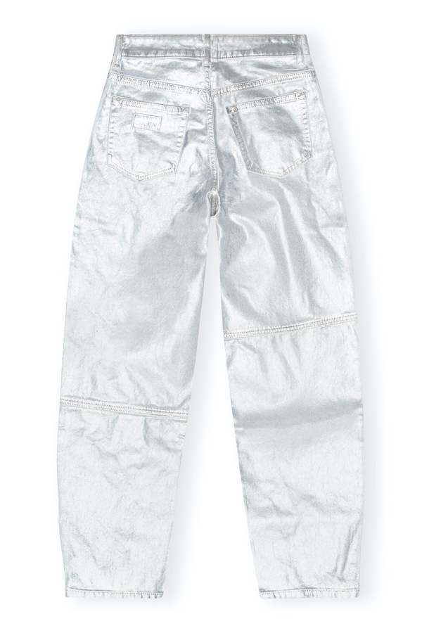 Ganni Silver Foil Stary Jeans - Bright White | Garmentory