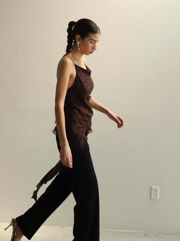 Bec + Bridge Brown Dot Turner Asymmetrical Sheer Top - Black | Garmentory Bec + Bridge Brown Dot Turner Asymmetrical Sheer Top - Black | Garmentory