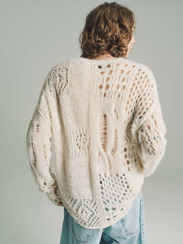 Our Legacy Airy Alpaca V-Neck Crochet - Bone | Garmentory