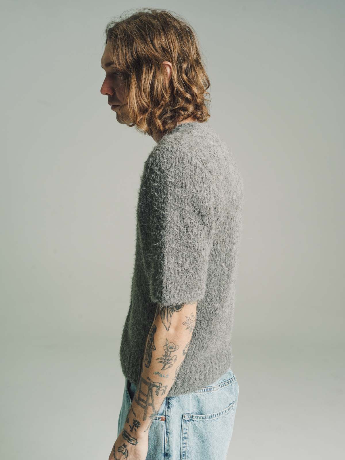 トップス OUR LEGACY SHRUNKEN SHORTSLEEVE Our Legacy - Shrunken Shortsleeve Navy Fuzzy Mohpaca
