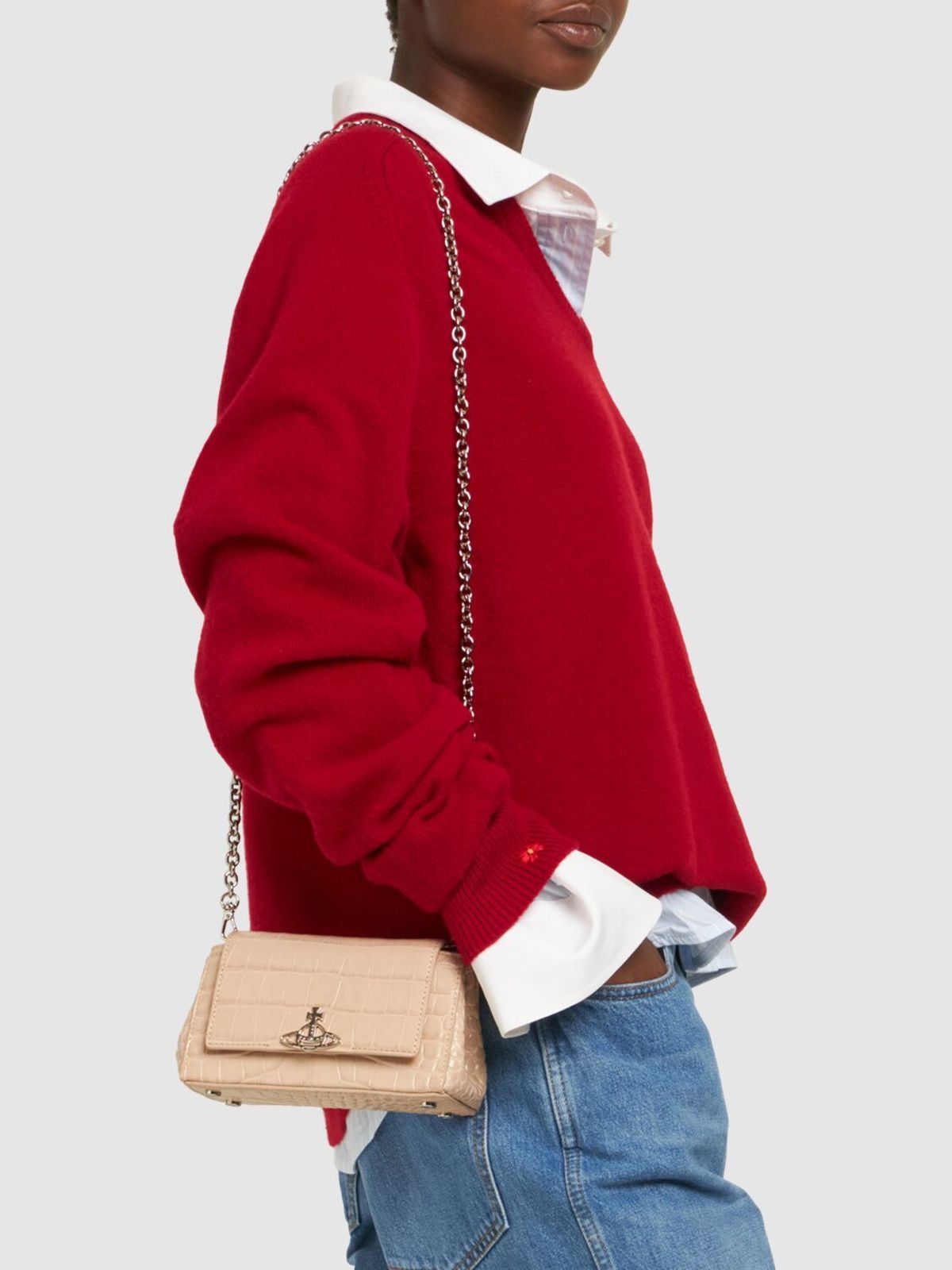 Vivienne Westwood Small Hazel Leather Shoulder Bag - Cream