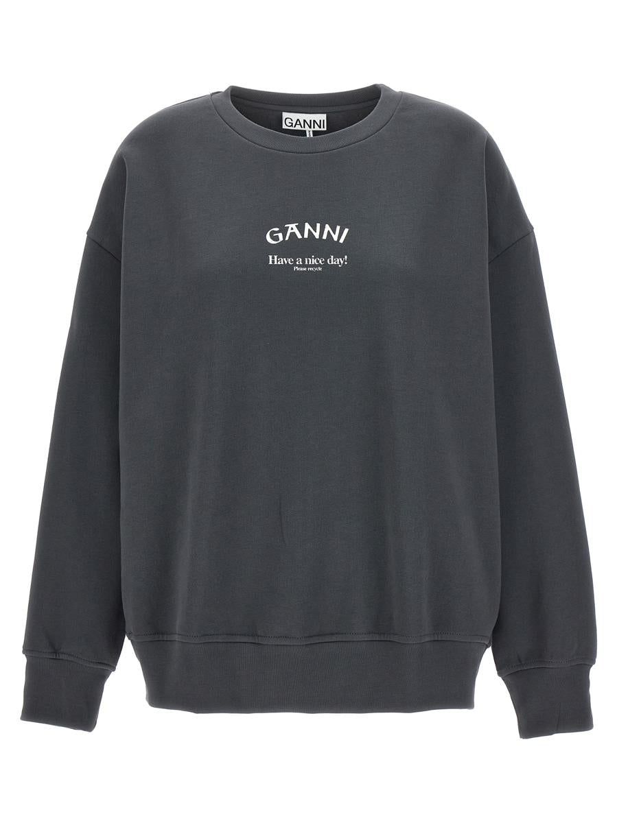 GANNIガニー　Have A Nice Day スウェットシャツ GANNI Oversized jacquard-knit wool-blend sweater | NET-A-PORTER