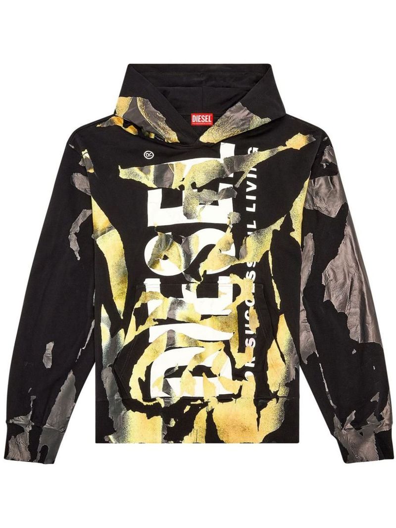 ★DIESEL★ S Mac M1 Hood Black Multi A117530ALAN9XX A117530A DIESEL S-MAC-HOOD-M1 HOODIE WITH RUBBERISED SCREEN PRINTS