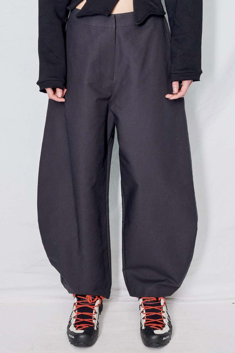 AMOMENTO Curved Leg Pants - Charcoal | Garmentory