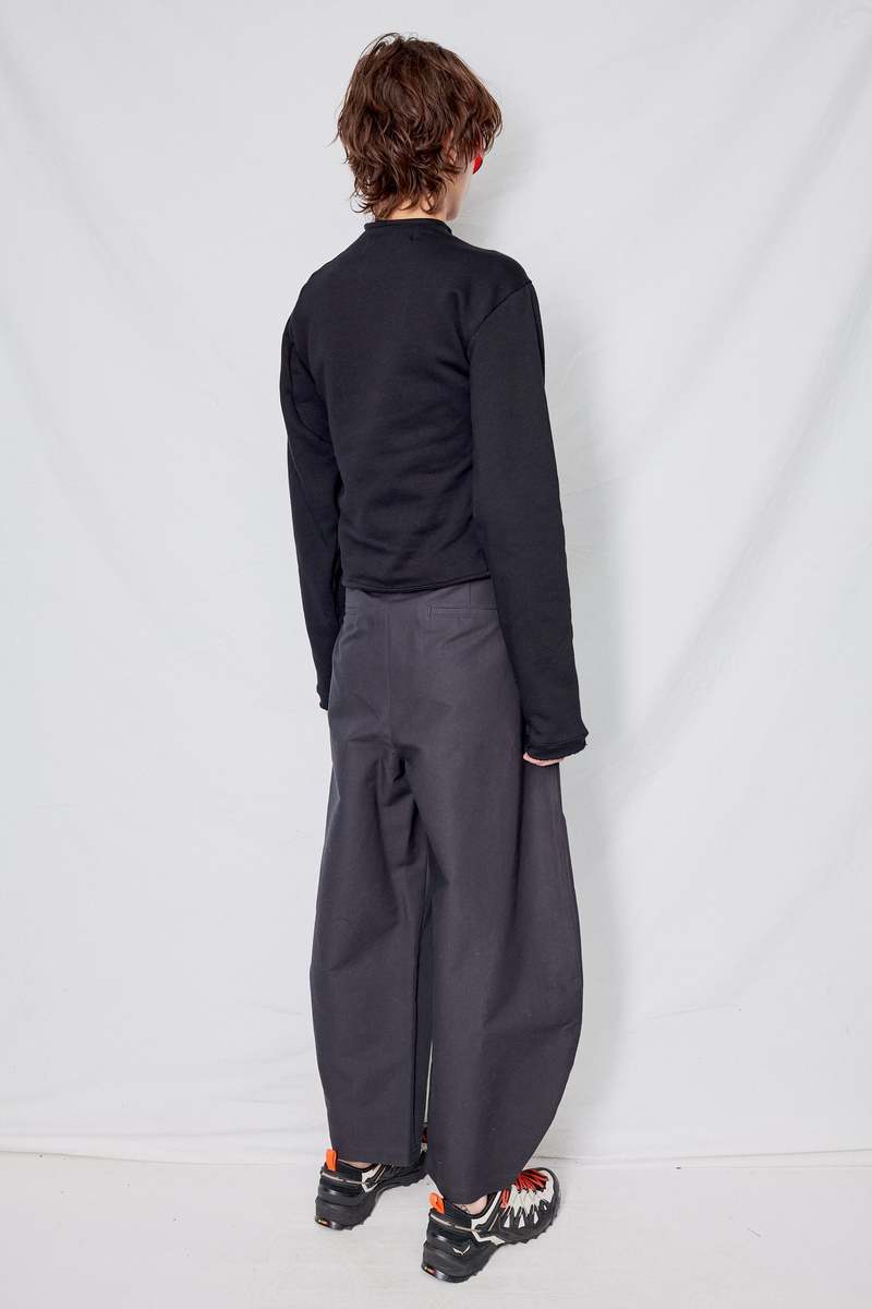 AMOMENTO Curved Leg Pants - Charcoal | Garmentory