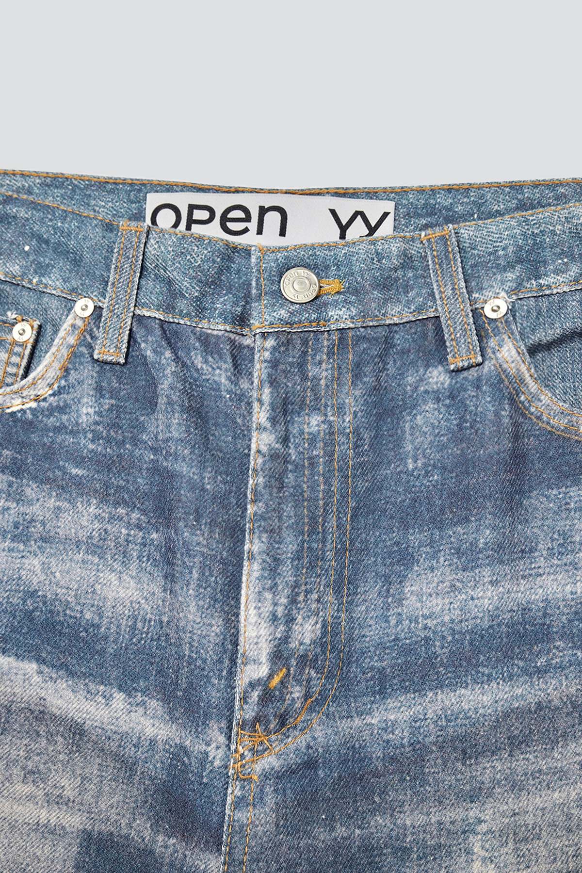 Open YY Jean Effect Pants - Denim Blue - Image 8 of 11