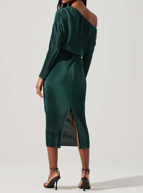 green emerald velvet dress Unabelle Burgundy Plisse Off-Shoulder Dress  Get That Trend