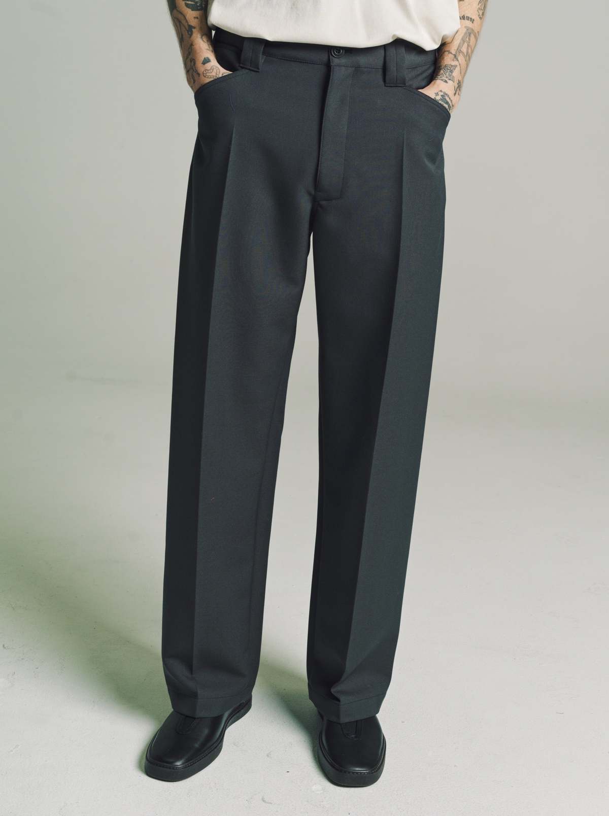 Lemaire Wool Straight Pants - Dark Grey | Garmentory