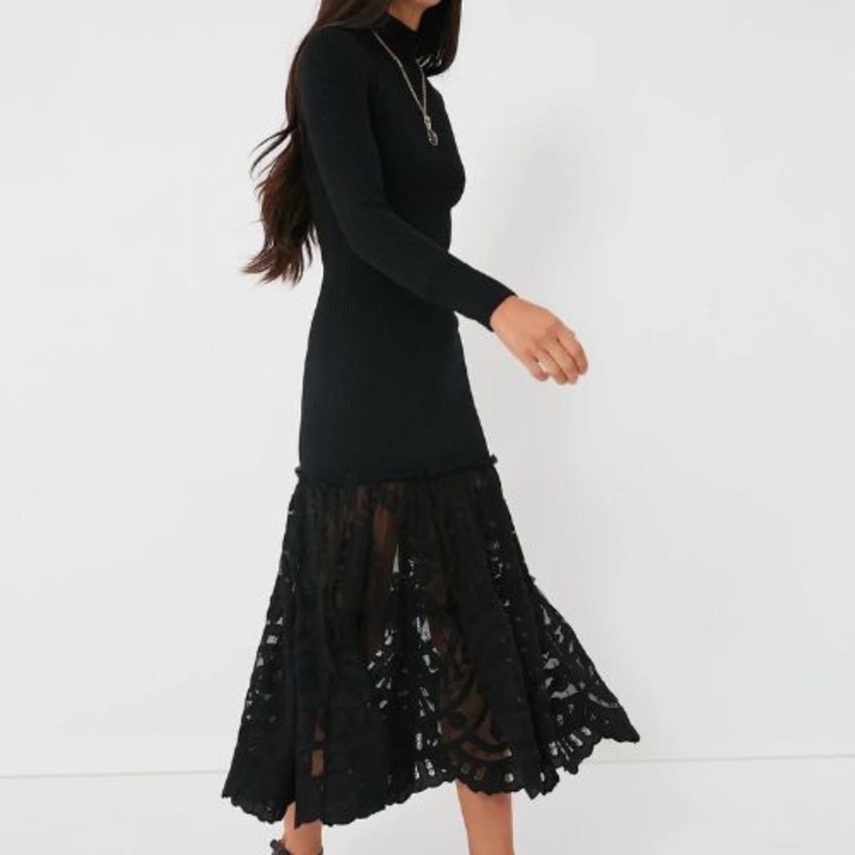 chinese dress ladies Women's Joelle A-Line Contrasting Collar Lace Above The Knee Dress Xs/S/M/L Black Mean Blvd Black / Xs