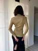 1970s Lurex Turtleneck Blouse with Waist Tie - Metallic Gold - Thumbnail 4