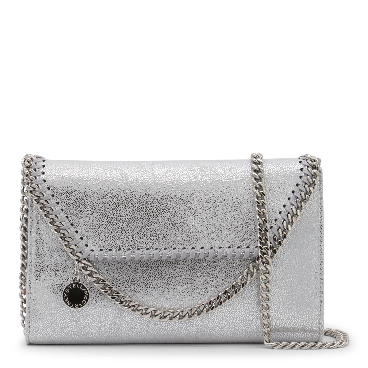 国内発送★Stella Mccartney★Hob ハンドバック Silver Stella McCartney studded-logo Metallic Shoulder Bag | Silver