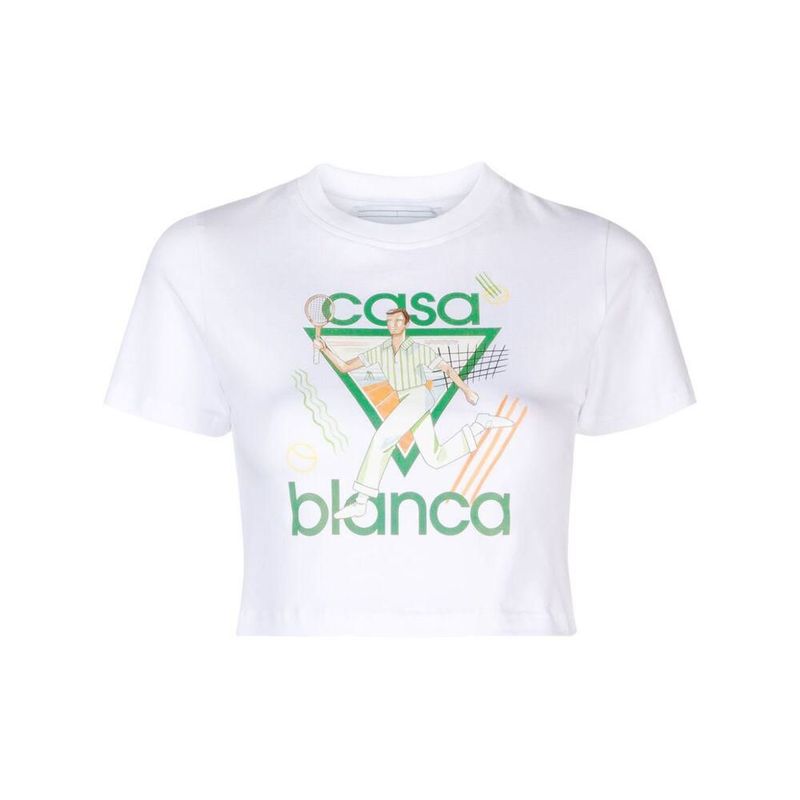 Tシャツ・カットソー CASABLANCA T-SHIRT Casablanca Logo Printed Cotton T-shirt White Casablanca