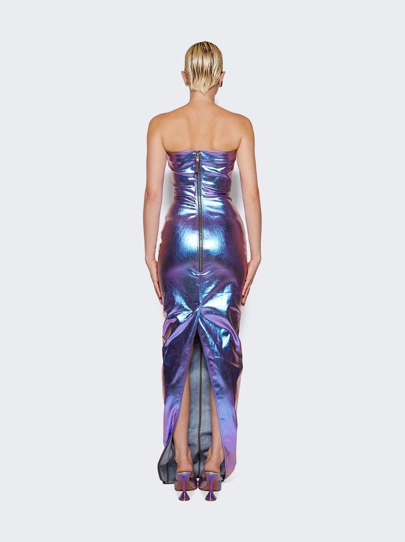 strapless open back dress RICK OWENS Size 4 Purple Viscose Blend Draped One Shoulder Cocktail Dr   Sui Generis Designer Consignment