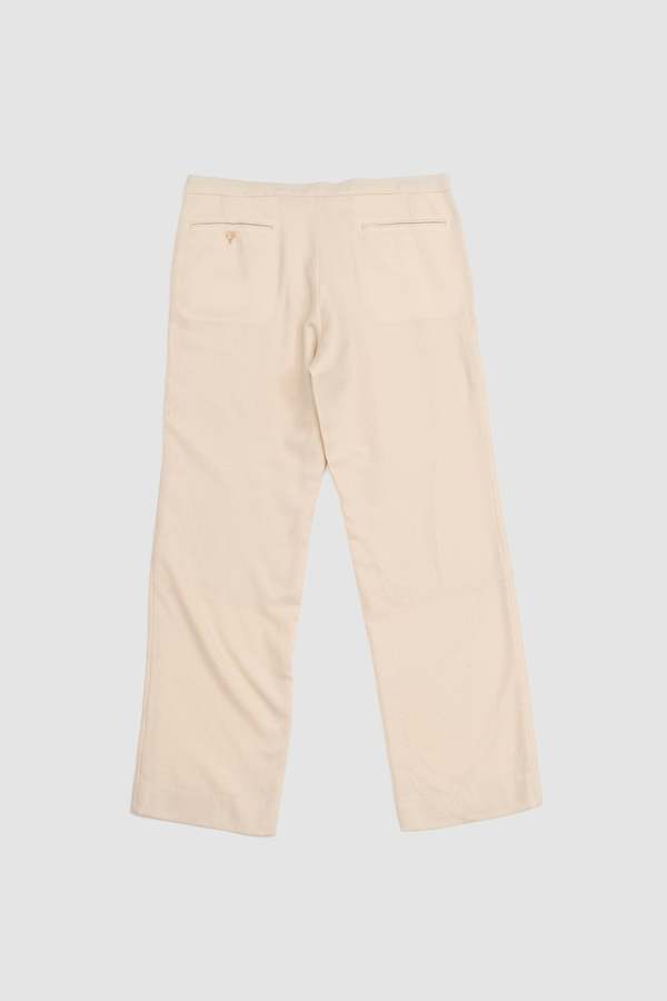 Auralee Airy Wool Viyella Easy Pants - Ivory White | Garmentory
