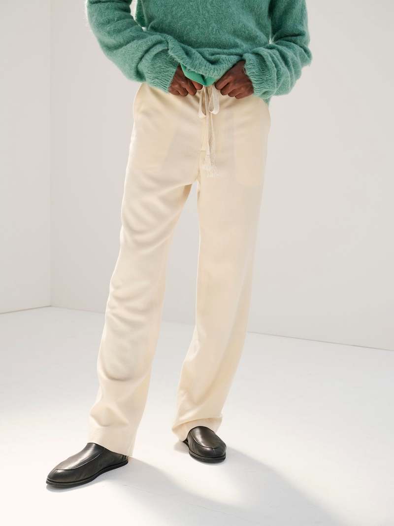 パンツ AURALEE AIRY WOOL VIYELLA EASY PANTS Auralee Airy Wool Viyella Easy Pants In Blue - 39% Off | Editorialist