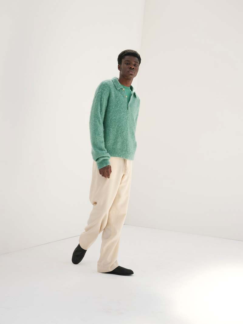 Auralee Airy Wool Viyella Easy Pants - Ivory White | Garmentory